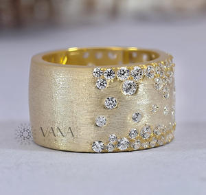 แหวนค็อกเทลแบบเรียบง่ายสำหรับผู้หญิง เงินแท้ ดีไซน์มินิมอล วงกว้าง สามารถสวมซ้อนกันได้ เหมาะสำหรับงานแต่งงาน งานหมั้น หรือวันครบรอบ ดีไซน์แบบเต็มวง - Product Image 5