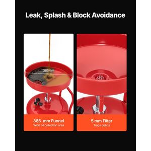 Dissolvitore d'olio portatile da 25 galloni ad aria compressa, serbatoio di scarico fluidi industriale con altezza imbuto regolabile, strumento per riparazioni auto - Product Image 6