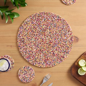 Premium Handmade Rainbow Beaded <b>Placemat</b> <b>Round</b> Table Mat Colorful Dining Decor For Home And Events Color Burst Beaded <b>Placemat</b> - Product Image 1