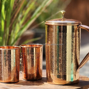 Juego de Jarra de Cobre Martillado con Vasos de Cobre Puro para Beber Agua y Beneficios para la Salud Ayurvédica - Product Image 4