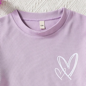 Conjunto de Ropa de Algodón de 2 Piezas para Bebés Niñas, Camiseta de Manga Corta con Estampado de Corazón, Pantalones Cortos con Cuello Redondo, Atuendo de Verano, Ropa Casual Transpirable - Product Image 6