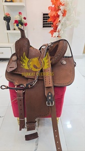 Silla de montar para niños de cuero de gamuza genuino marrón, duradera, para espectáculos ecuestres, carreras de barriles, portátil, con asiento profundo y cómodo. - Product Image 2