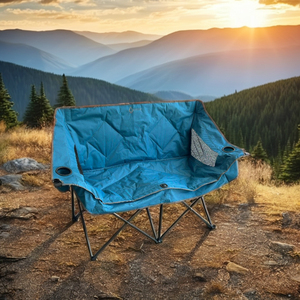 Huy Gia extérieur chaise de Camping pliante à double siège Logo personnalisable meubles en acier inoxydable durables accoudoirs pliables pour - Product Image 1