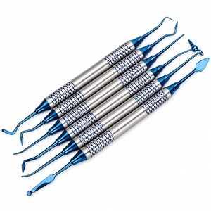 Ensemble d'instruments chirurgicaux dentaires Ijrak, bleu, poignée ergonomique moletée, outils manuels de classe I, certifiés CE - Product Image 1
