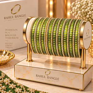 Impresionantes Brazaletes de Aluminio Color Verde Oliva Estilo Kashmiri para Bodas, Elegantes Brazaletes con Piedras Doradas Brillantes para Mujeres, Ideales para Fiestas y Bodas - Product Image 2