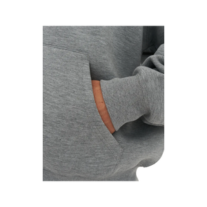 Men's Oversized Hooded Zip-Up Sweatshirt Solid Color Casual Autumn Wear Gray Cotton Fleece Knitted Regular Fit - Product Image 4