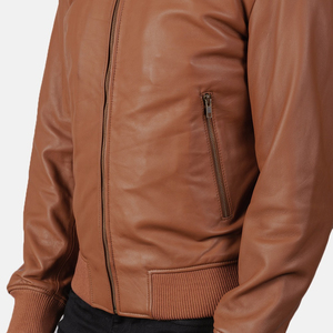 Veste en cuir de style bomber pour homme, vêtements de baseball, impression et broderie personnalisées du logo de la marque, cuir de mouton, vêtements d'extérieur - Product Image 6