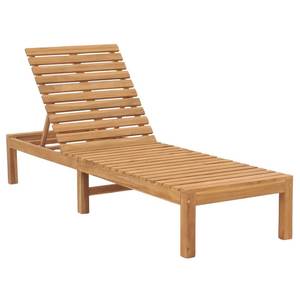 Chaise longue en teck massif réglable avec lattes, pour patio et bord de piscine - Product Image 1