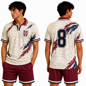 Camiseta de Fútbol Retro Deportiva, Uniforme Personalizado, Estilo Vintage, con Bloques de Color, Cuello y Solapa a Rayas, Diseño a Medida, Duradera, Ventilada y de Secado Rápido - Product Image 4