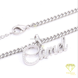 Colgante Personalizado con Nombre Carmel de Diamante Moissanita al por Mayor con Diseño de Letras Iced Out, Cadena en Tono Plata y Calidad Premium - Product Image 3