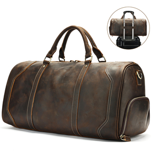 Full Grain <b>Leather</b> Weekend Travel <b>Bag</b> with Shoes Compartment Large Carry-On <b>Men</b> <b>Duffle</b> <b>Bag</b> Genuine <b>Leather</b> Travel <b>Bags</b> - Product Image 2