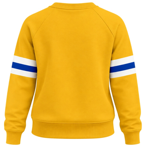 Gold Women Crew Neck Sweatshirt Greek Letter 1922 Graphic <b>Long</b> <b>Sleeve</b> Casual Pullover <b>Top</b> with White <b>Blue</b> <b>Sleeve</b> Stripes - Product Image 6