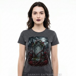 Camiseta Personalizada para Mujer, Fabricante de Camisetas con Diseño de Castillo en Tinta Blanca, 100% Algodón, Color Carbón, Tops para Mujer, Dibujado a Mano, Fábrica OEM - Product Image 5