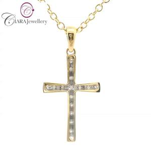 COLGANTE CRUZ DE DIAMANTE NATURAL REAL ORO BLANCO SOILD 18K AU750 - Product Image 6
