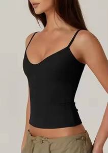 Women's Gym Yoga Crop Tank <b>Top</b> O-Neck Short Knitted Quick Dry Slim Fit 100% Organic Cotton Hip Hop Plus Size - Product Image 2