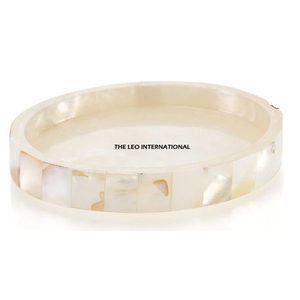 New Design Elegant White Oval Shape Table Top Bathroom Fancy Pattern Countertop Mother Of Pearl Soap Dish - Product Image 3