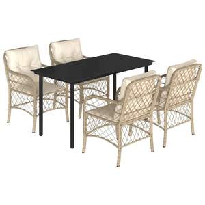 Set da Pranzo da Giardino in Beige, Nero, Crema e Bianco - Product Image 2