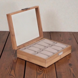Boîte à montres en bois naturel écologique avec vitrine en verre pour 36, 10 ou 12 montres, organisateur de table durable - Product Image 6