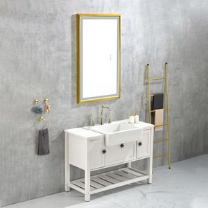 42x24 Inch LED Frontlit Bathroom Vanity <b>Mirror</b> Wall Mounted Metal Frame <b>Smart</b> Touch Button Anti Fog Memory Square Glass Square - Product Image 5