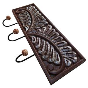 Smart Art Wood Carving Brown Painted <b>Wall</b> Hangings <b>Key</b> Hanger 3 <b>Hooks</b> Designed Wooden <b>Wall</b> Decor Clothing Hanger Engineered Wood - Product Image 4