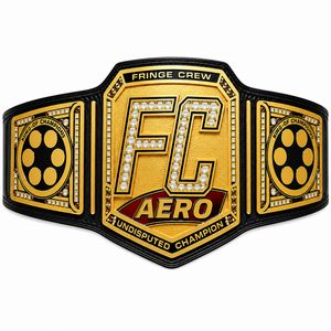 Ceinture de championnat Aero FC Fringe Crew plaquée or, décorée de strass, avec boucle à plaque robuste et impression de lettres - Product Image 1