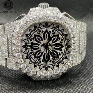 Montre de luxe Charm Jewells en acier inoxydable, mouvement mécanique, cadran 40 mm, verre, bouton poussoir, fermoir caché, mode masculine, 10 bars - Product Image 1