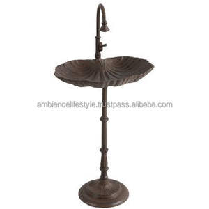 Bebedero para pájaros de metal para exteriores, fuente decorativa para jardín, cuenco grande, pedestal resistente, diseño resistente al óxido y a la intemperie, comedero para pájaros - Product Image 1