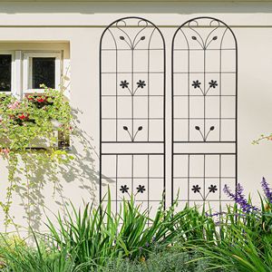 Set di 2 tralicci da giardino in metallo nero da 220 cm x 50 cm, antiruggine, per piante rampicanti, recinzioni e cancelli - Product Image 2