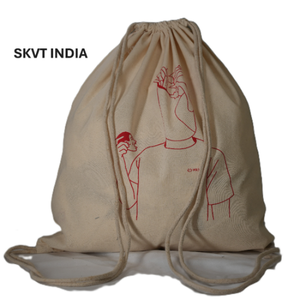 Custom Logo Eco-Friendly Recyclable Reusable Waterproof Quick Dry Cotton Beach Birthday Fitness Gym <b>Drawstring</b> Rope Backpack - Product Image 6
