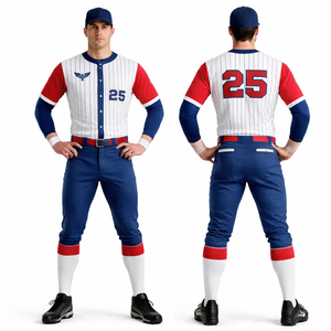 Ensemble d'uniformes de baseball personnalisés pour hommes, maillot et pantalon à rayures, vêtements de sport respirants, kit d'équipe, style USA Europe - Product Image 1