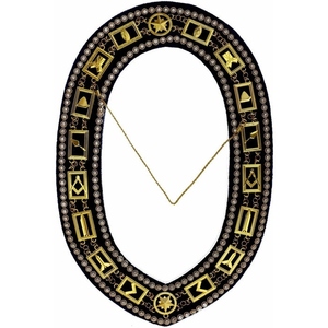 Collier de chaîne Past Master Blue Lodge plaqué or, velours bleu, insignes maçonniques, accessoires de cérémonie, insignes de loge fraternelle, qualité supérieure - Product Image 3