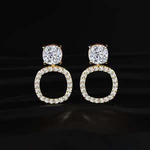 Cushion Cut Moissanite Detachable Halo <b>Earrings</b> 5 TCW Colorless VVS 14K Gold 2 Way Wear Screw <b>Back</b> Solitaire Jewelry Gift Her - Product Image 3
