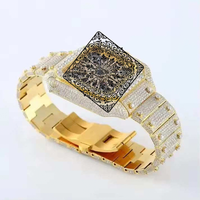 Montre à quartz unisexe de luxe, cadran bleu serti de diamants, affichage analogique, boîtier de 46 mm, fermoir à boucle, mouvement Citizen vintage