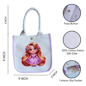 Bolsa de lona de algodón de excelente calidad para niños, con diseño lindo, para la escuela, viajes y picnics. - Product Image 5