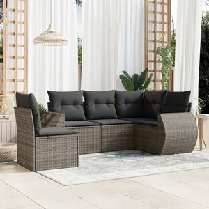 Large <b>Garden</b> <b>Sofa</b> Set with Dark Grey PE Rattan and <b>Cushions</b> Grey Color - Product Image 1