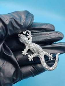 Colgante de Lagarto con Incrustaciones de Diamantes CZ, Colgante de Gecko, Amuleto de Collar Hip Hop con Diseño Animal, Joyería Personalizada - Product Image 1