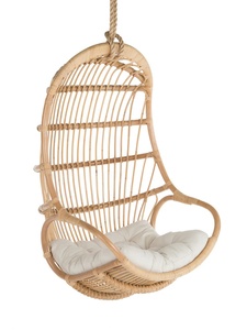 Fauteuil suspendu contemporain en rotin avec coussin imperméable, finition naturelle, pour usage extérieur, maison et villa, capacité 6 personnes - Product Image 1