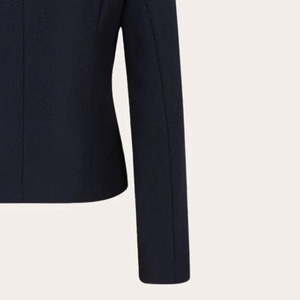 Camisa Chaqueta Azul Oscuro con Cuello Mandarín, Cierre de un Solo Botón, Color Sólido, Corte Ajustado, Manga Regular, Invierno, Casual, Bordada, para Hombre - Product Image 6