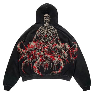 Wholesale Oem Custom Print Logo Cropped High Quality Cotton Oversized Heat transfer Men Hoodie & Sweatshirt - Product Image 2