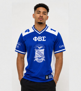 เสื้อยืดคอกลมแขนสั้นสีน้ำเงินสำหรับผู้ชาย Phi Beta Sigma  สามารถปรับแต่งได้ ระบายอากาศได้ดี แห้งเร็ว ผ้าฝ้าย 100% สวมใส่สบาย - Product Image 1
