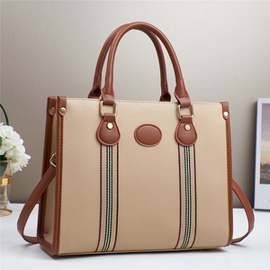 Genuine Leather Work Tote Bag Solid Color Open Top Minimalist Style for Daily Use Leather Work Tote Bag - Product Image 2