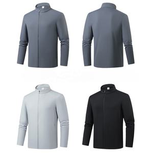 Chaqueta deportiva para hombre con cremallera completa y cuello alto, 75% nailon, 25% spandex, ligera, elástica, para correr, uniforme deportivo. - Product Image 6