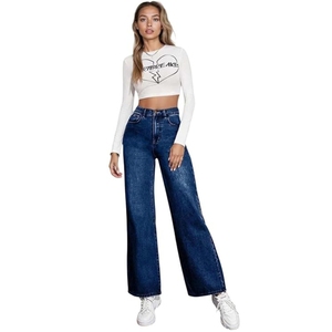 Jean en denim coupe droite taille haute pour femme – Style et tenue décontractée tendance - Product Image 1