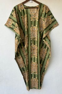 Nuevo Kaftán Naaz Textile Elegante de Encaje Casual con Estampado Animal, Cuello en V, Cierre con Cordón, Manga Corta, Corte Ajustado y Acampanado, de Algodón Suave Indio - Product Image 2