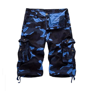 Shorts cargo unis pour hommes, taille mi-haute, avec cordon de serrage, style bermuda, décontractés, avec poches, en polyester, design respirant, en velours côtelé - Product Image 2
