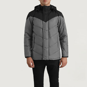 DANISH IMPEX Doudoune grise à capuche pour homme, fermeture éclair, coupe-vent, manteau d'hiver décontracté, coupe régulière, réversible, respirant, haute performance - Product Image 1