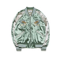 Veste Varsity Sukajan en Satin Bleu VITHAS INDUSTRY, Style Japonais, Broderie Vintage, Patchwork, Toile, Streetwear, Mont Fuji, Grand Modèle