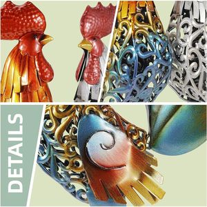 Estatua de Gallo de Hierro Forjado de 18 Pulgadas para Jardín, Decoración Exterior para Patio, Césped, Jardín Trasero, Granja, Amantes de las Gallinas, Arte Metálico para Jardín - Product Image 3