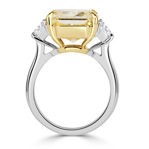 Yellow <b>Cushion</b> Cut Cubic Zirconia Three Stone <b>Wedding</b> <b>Ring</b> Side Stone Trapezoid Cut Solid Gold Luxury Anniversary Gift Jewelry - Product Image 2