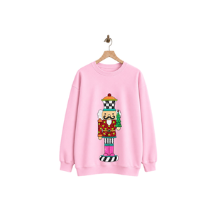 Sudadera de mujer rosa de manga larga con lentejuelas, diseño Cascanueces, cuello redondo, jersey para otoño/invierno, venta al por mayor, conjunto de sudaderas para mujer - Product Image 1